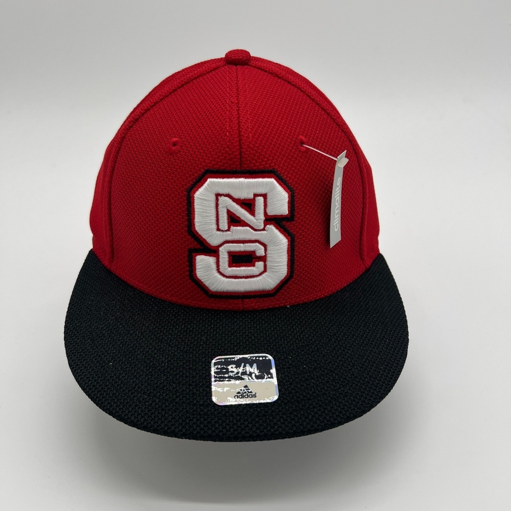 Adidas NC State Wolfpack Climalite Superflex Fitted Hat Red Black S/M NCAA Cap